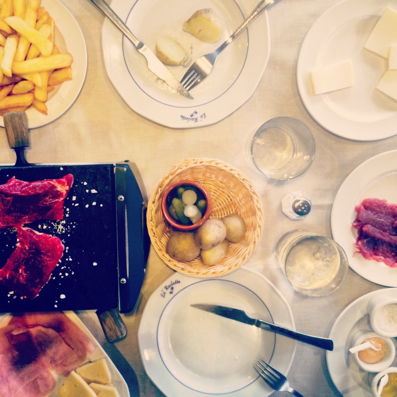 Raclette de queso y de lomo de buey