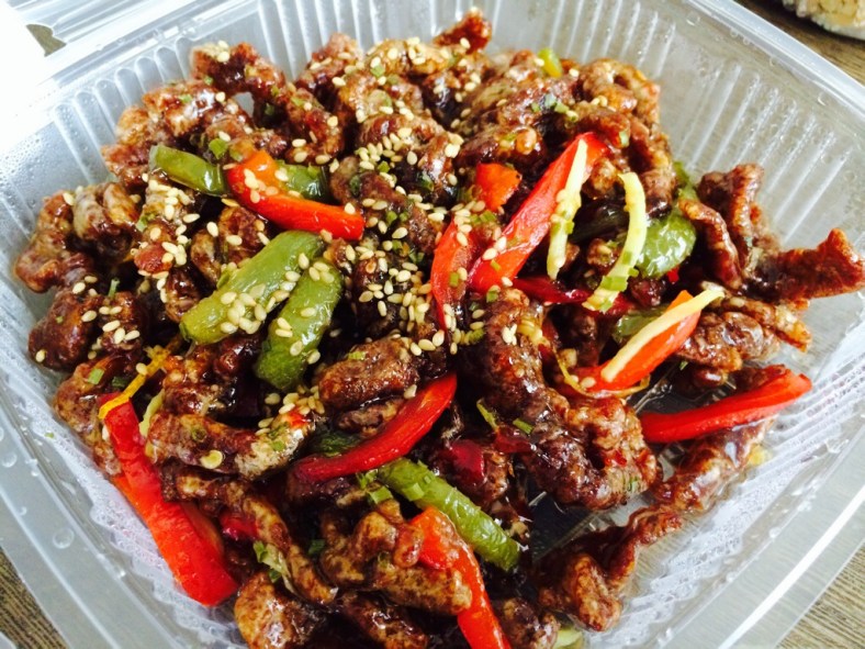 Tiras de buey caramelizadas