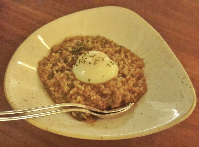 Risotto de setas con huevo a 65 grados