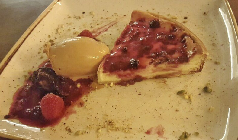 Tarta de queso con helado de dulce de leche