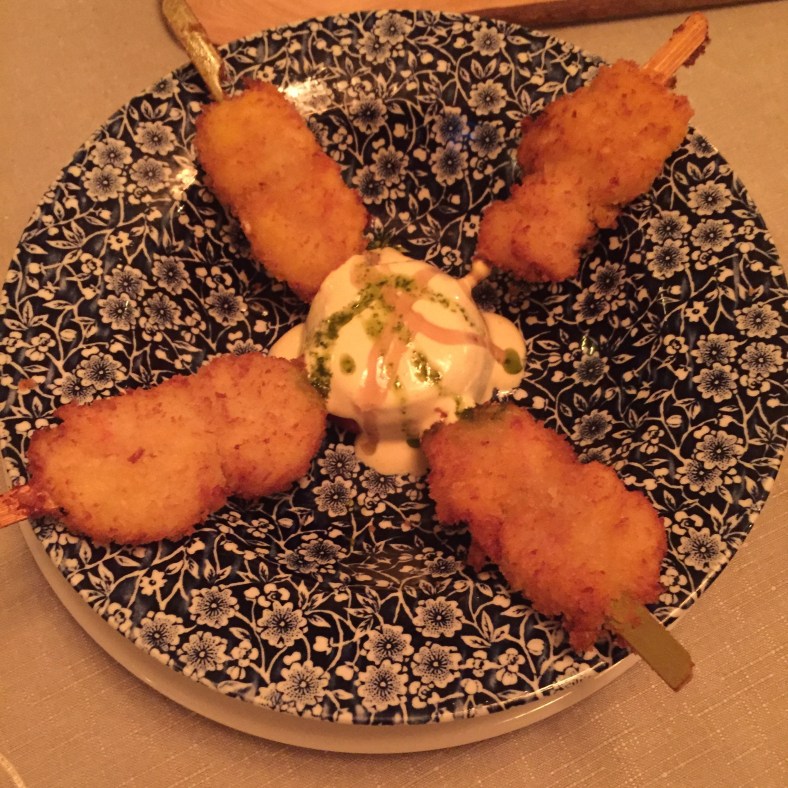 Langostinos en gabardina de maíz